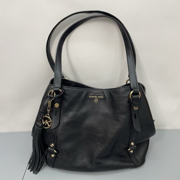 Michael Kors Carrie Shoulder Bag Tote Large Pebbled Leather Black - Picture 2 of 16